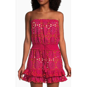 Milly Women's Pink Verity Strapless Eyelet Minidress Size M 6-10 NEW MSRP $399